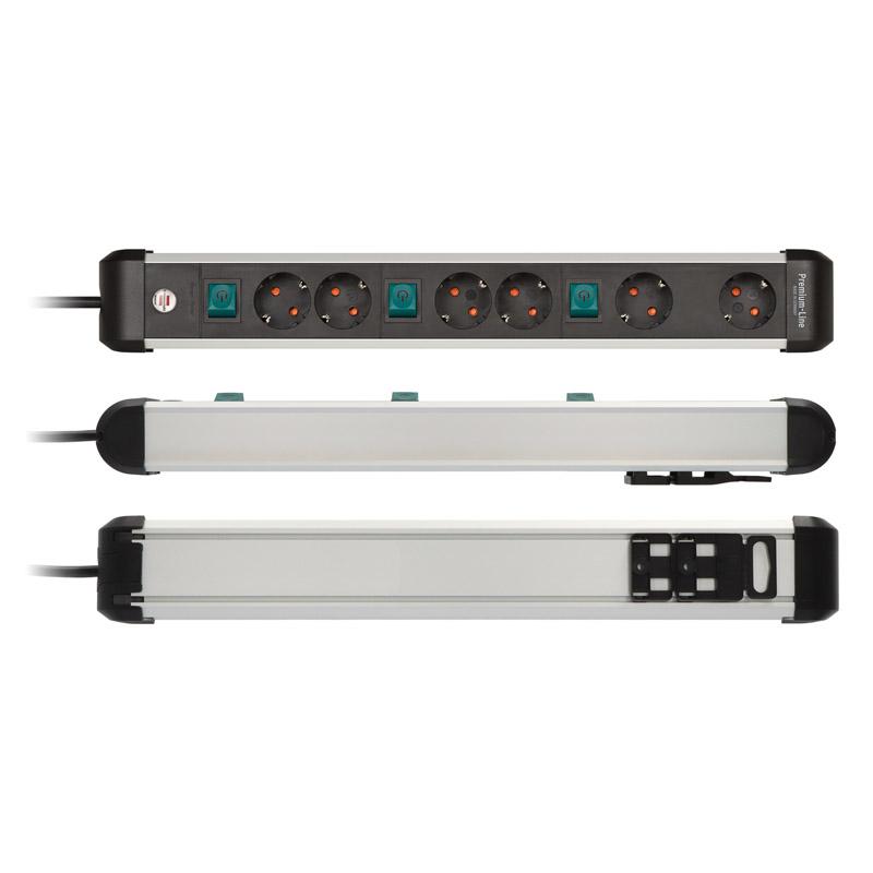 Brennenstuhl Multipresa con tecnologia Premium Alu-Line 6 vie 3m H05VV-F 3G1.5 2