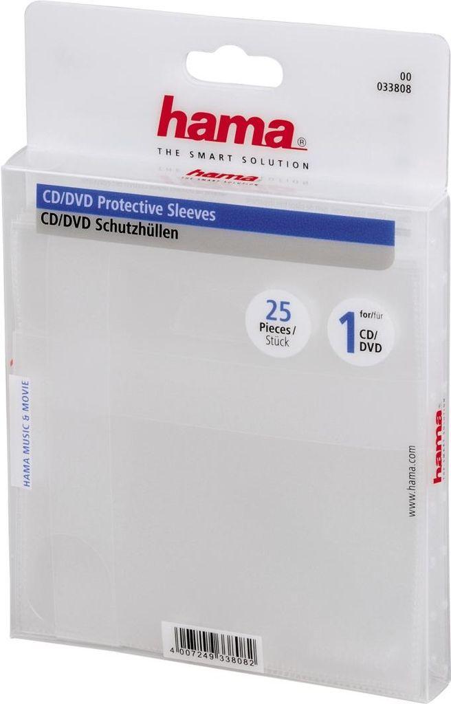 Hama CD/DVD Protective Sleeves, Pack of 25 25 dischi Trasparente (Hama CD/DVD lomme)