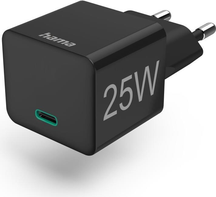 Hama - Alimentatore - Mini -charger, Qualcomm - 25 watt - 3 A - PD, QC 2.0, QC 3.0 (24 pin USB -C) - Black (00086425)