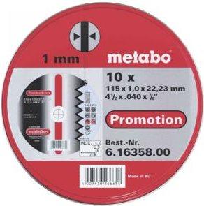 Metabo 616359000 dischi da taglio 125x1,0x22,23 Inox, 10 pezzi in latta