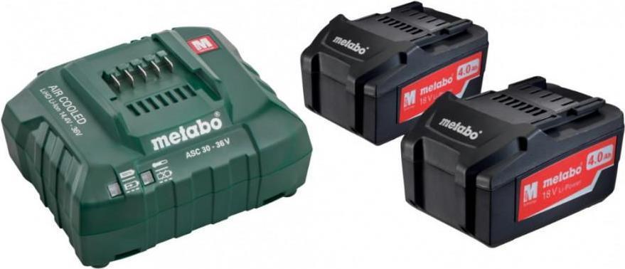 Set base Metabo, 2 batterie 4,0 Ah, batteria + caricabatteria