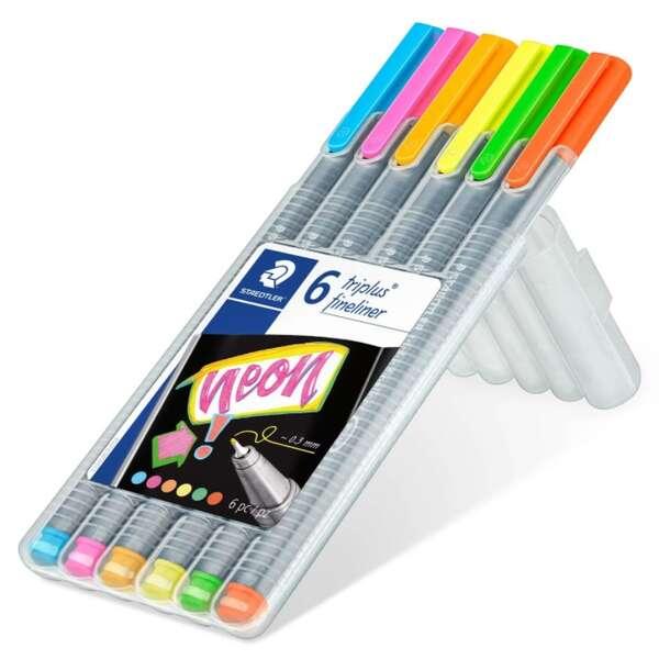Staedtleler Triplus Fineliner 334 Confezione da 6 pennarelli punta fine - 03 mm - Inchiostro a base acqua - Colori assortiti -