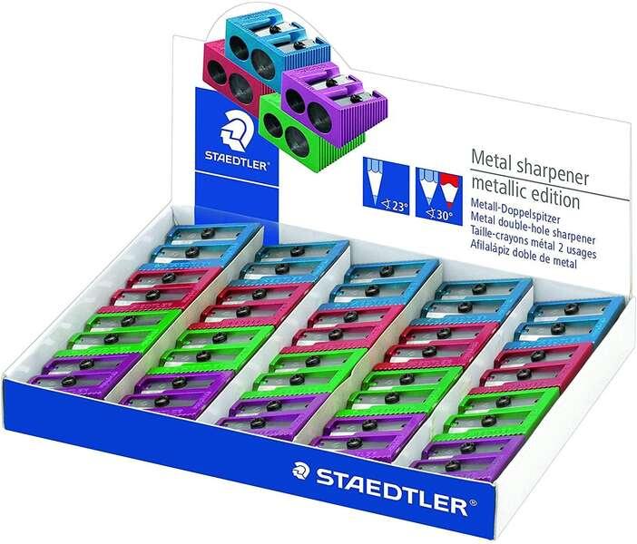 Espositore Staedtler 20 lattine in metallo con stecca metallica - Angolo di affiliazione 23Ã‚Â° e 30Ã‚Âº - 2 fori - C