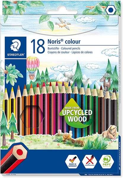 Staedtleler Noris Color 185 Pacchetto di 18 matite di colore esagonale - Resistenza di rottura - Colori ordinati