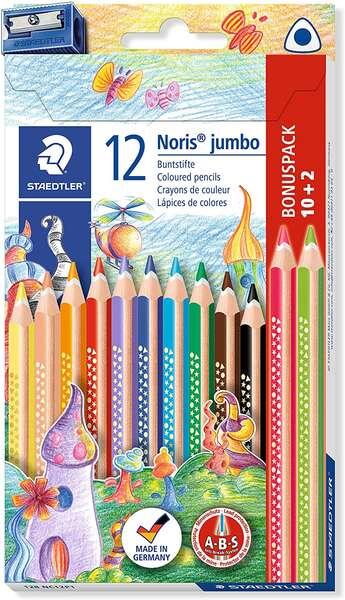 Staedtleler Jumbo Noris 128 Confezione da 12 colori triangolari - Design ergonomico - Colori ordinati