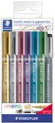 Pennarello indelebile STAEDTLER metallico confezione da 6 punta tonda con rivestimento pigmentato larghezza del tratto 1 - 2 mm