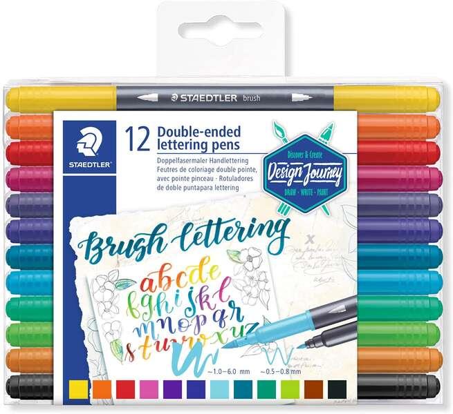 Pacchetto Staedtleler 3004 di 12 pennarelli a doppia punta per lettera - Colori assortiti