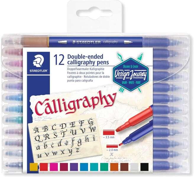 Pacchetto Staedtler 3005 da 12 pennarelli con doppie punte per calligrafia - Colori di Sortidos