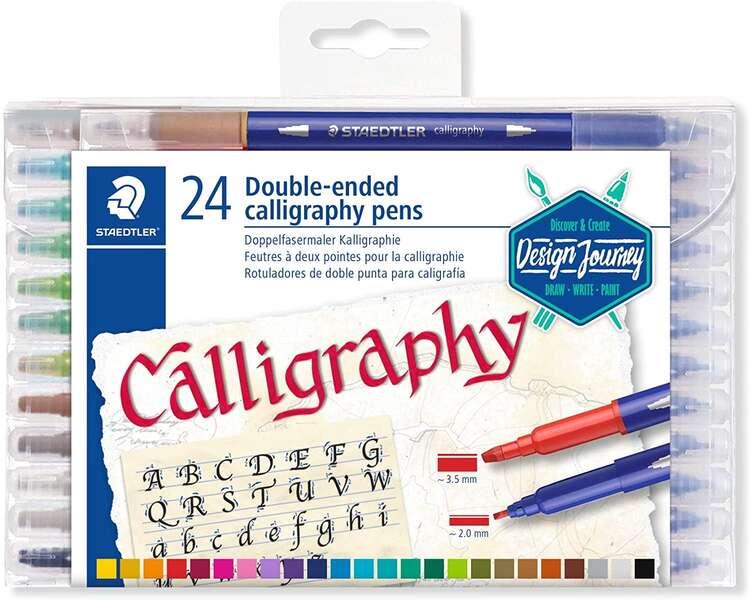 Pacchetto Staedtleler 3005 di 24 pennarelli a doppia punta per calligrafia - colori assortiti