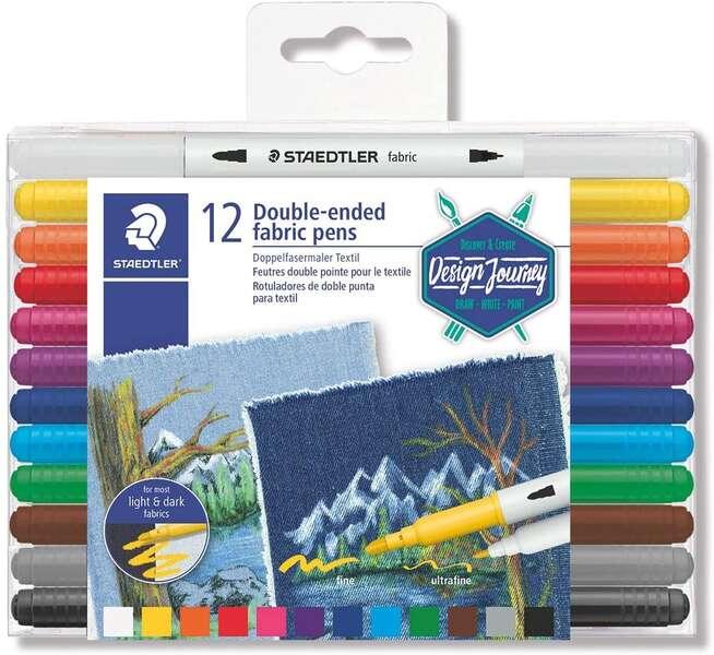 Stadtleler 3190 confezione da 12 pennarelli con due punte per tessuti - colori assortiti