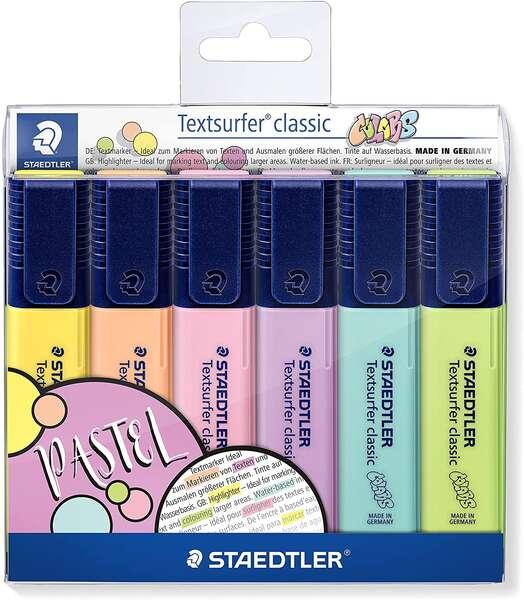 STAEDTLELER TEXTSURFER CLASSE CLASSIC 364 6 pennarelli fluorescenti - asciugatura rapida - corsa 1 - 5 mm ca.
