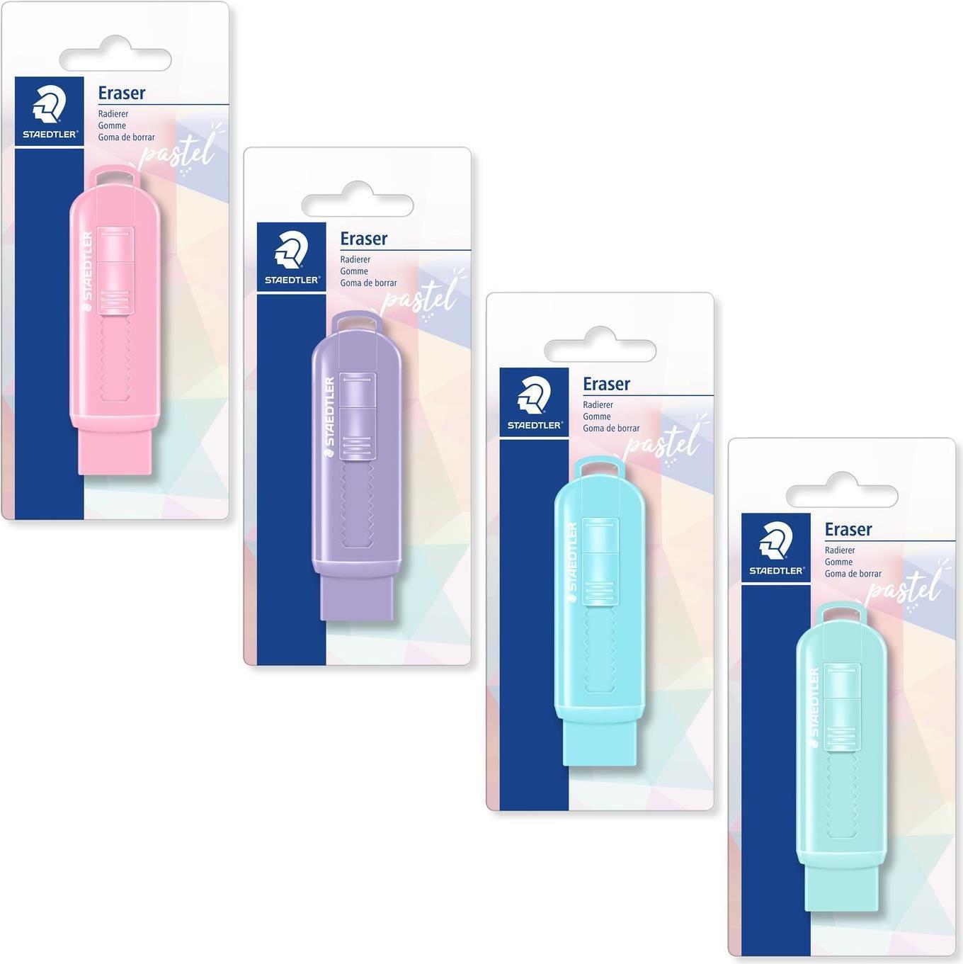 Staedtler 525 PSBKPA gomma per cancellare Plastica Multicolore 4 pz (STAEDTLER Radierer mit SchiebehÃÂ¼lle P)