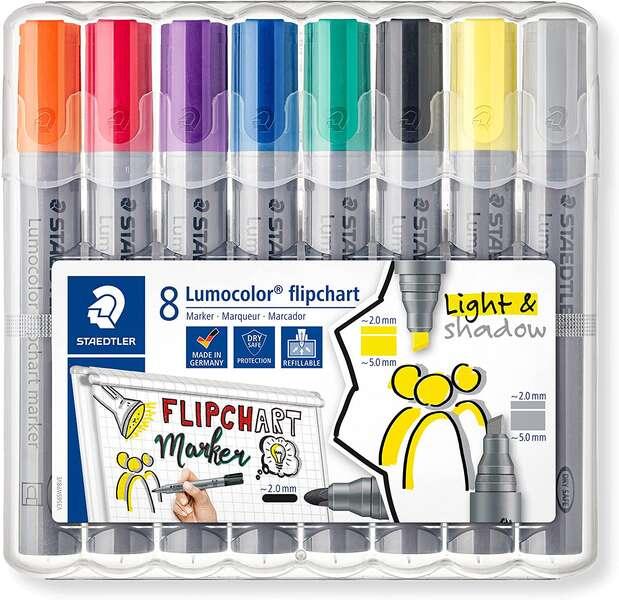 STAEDTLELER LUMOCOLOR FLIPCHART 356 confezione da 8 pennarelli indelebili - inkjet a base acqua - colore normale