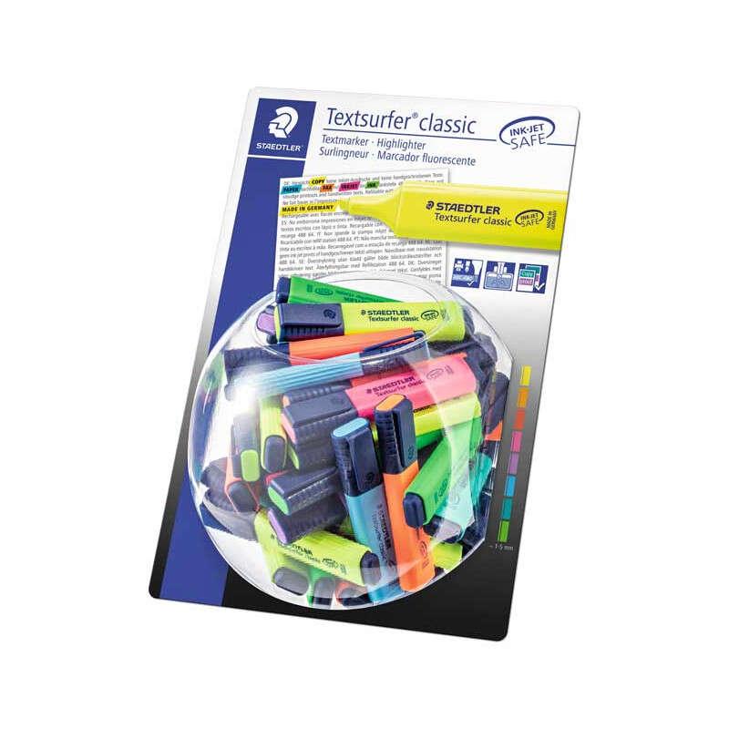 Staedtleler Textsurfer Classic 364 Espositore di 100 marcatori fluorescenti - punta smussata 1 - 5 mm circa - asciugatura rapid