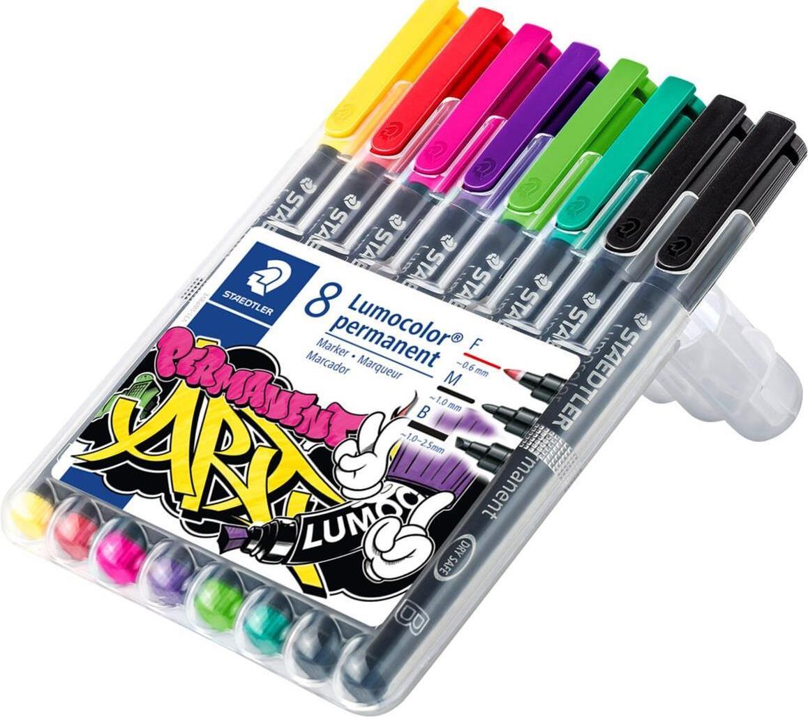 Staedtler Lumocolor 31-S WP8 Pennarello indelebile Assortimento Nero - Verde - Verde chiaro - Rosa - Rosso - Viola - Giallo 8 p