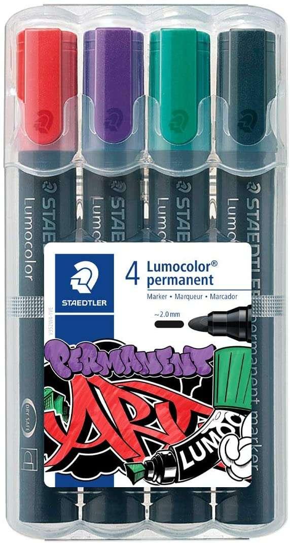 Stadtleler Lumocolor 352 Confezione da 4 pennarelli permanenti - asciugatura rapida - colori assortiti
