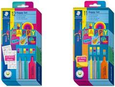 Set scrittura STAEDTLER HAPPY 11 pezzi contenuto 3 matite colorate (giallo arancio chiaro verde francese) - 1 pezzo (61 SC2 HA)