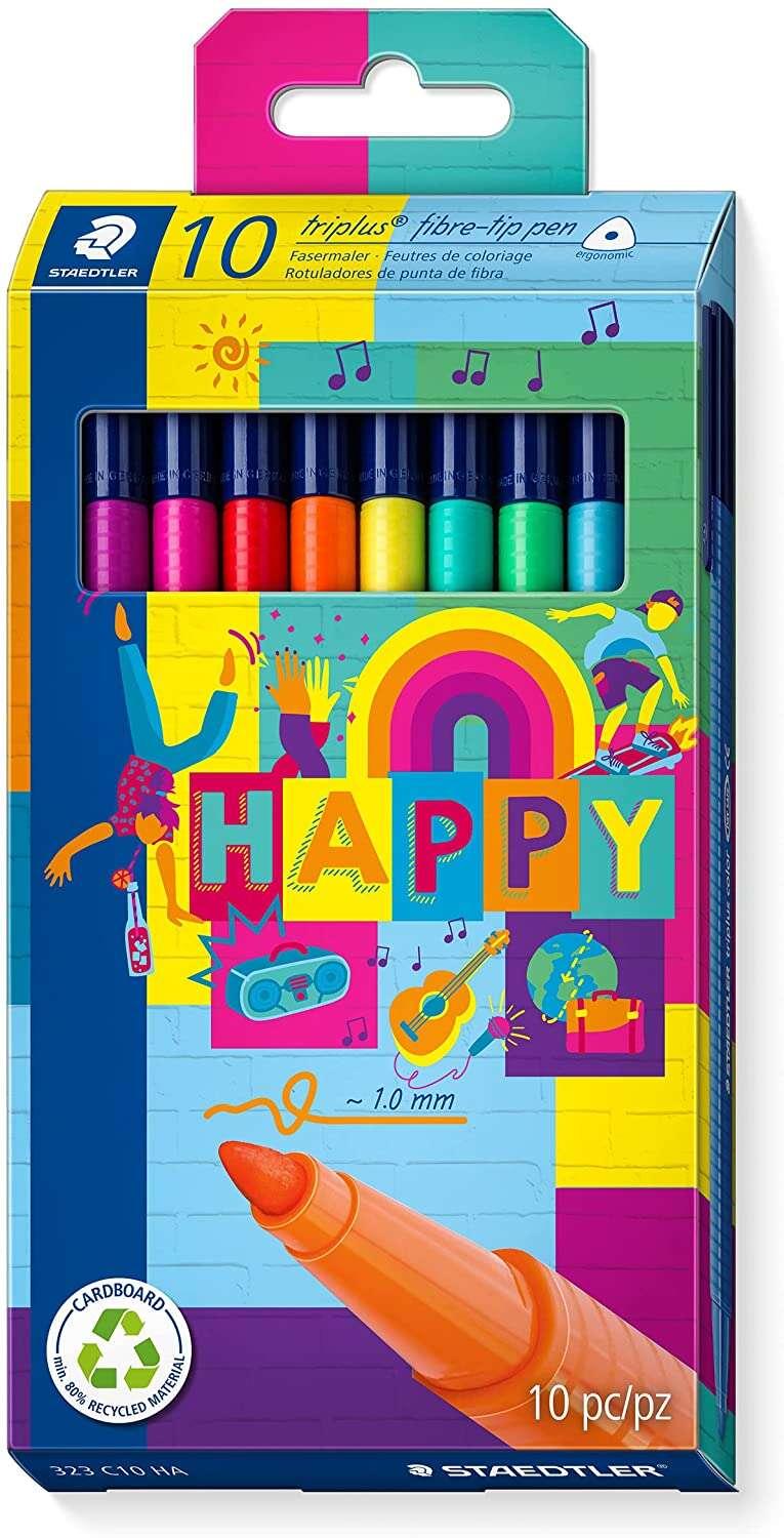 Statedtleler Tripus Color 323 Confezione da 10 pennarelli punta fine - 1 mm circa - inkjet a base acqua - colori assortiti