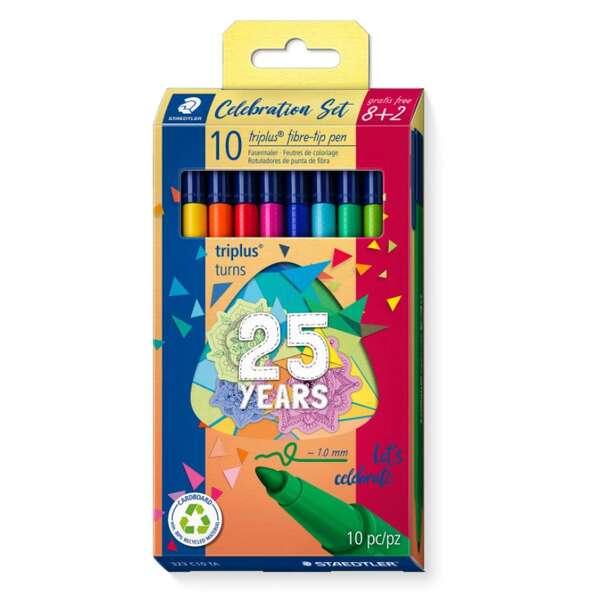 Statedtleler Tripus Color 323 Confezione da 10 pennarelli punta fine - 1 mm circa - inkjet a base acqua - colori assortiti