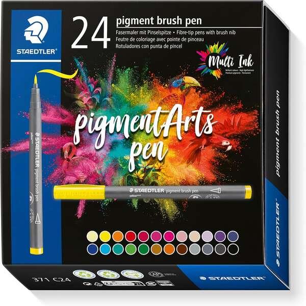 Staedtler 371 Confezione da 24 Pennarelli con Punta Morbida - Colori Vividi e Brillanti - Non Ingiallisce nel Tempo - New Inchi