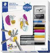 STAEDTLER DRAKE DRAKE SET ART e set botanico, Contenuto di 10 parti: penna a pennello per pigmenti per pittore in fibra 6x (371