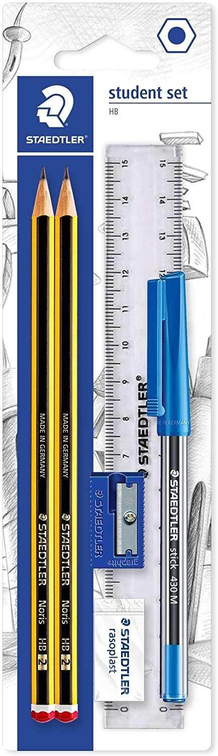 Pacchetto stadtleler di 2 matite Noris di graphite esagonale 2HB + 1 Stick 430 Blue + 1 Bolom Blue + 1 Elimina RUB