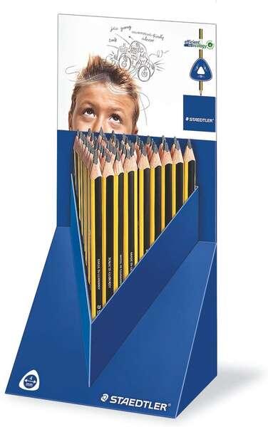 Staedtleler Jumbo Noris 119 Espositore con 48 penne triangolari in grafite - Mine HB - Resistenza alla rottura