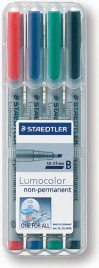 Staedtler 312 WP4 evidenziatore 1 pz Nero, Blu, Marrone, Verde, Arancione, Rosso, Viola, Giallo (STAEDTLER Folienstift Lumocolo