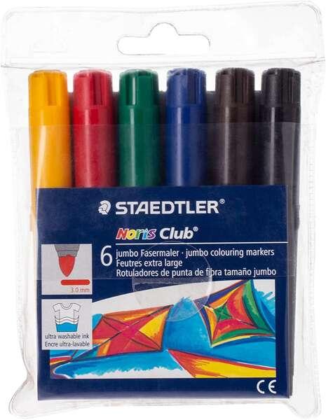 Staedtleler Noris Acquerello 341 Confezione da 6 pennarelli grandi - circa 3 mm facilmente lavabili - colore a base acqua - col
