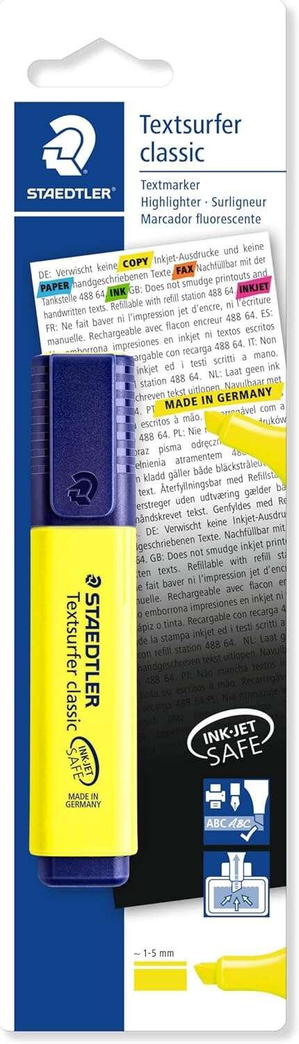STAEDTLELER TEXTSURFER CLASSE CLASSIC 364 MARKER FLUORECENT - SUGGERIMENTO 1 - 5 mm circa - asciugatura rapida - colore giallo