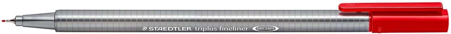 Stadtleler Triplus Finelliner 334 Pennarello Punta Fine - Tempesta 03 mm - Inchiostro a Base Acqua - Colore Rosso