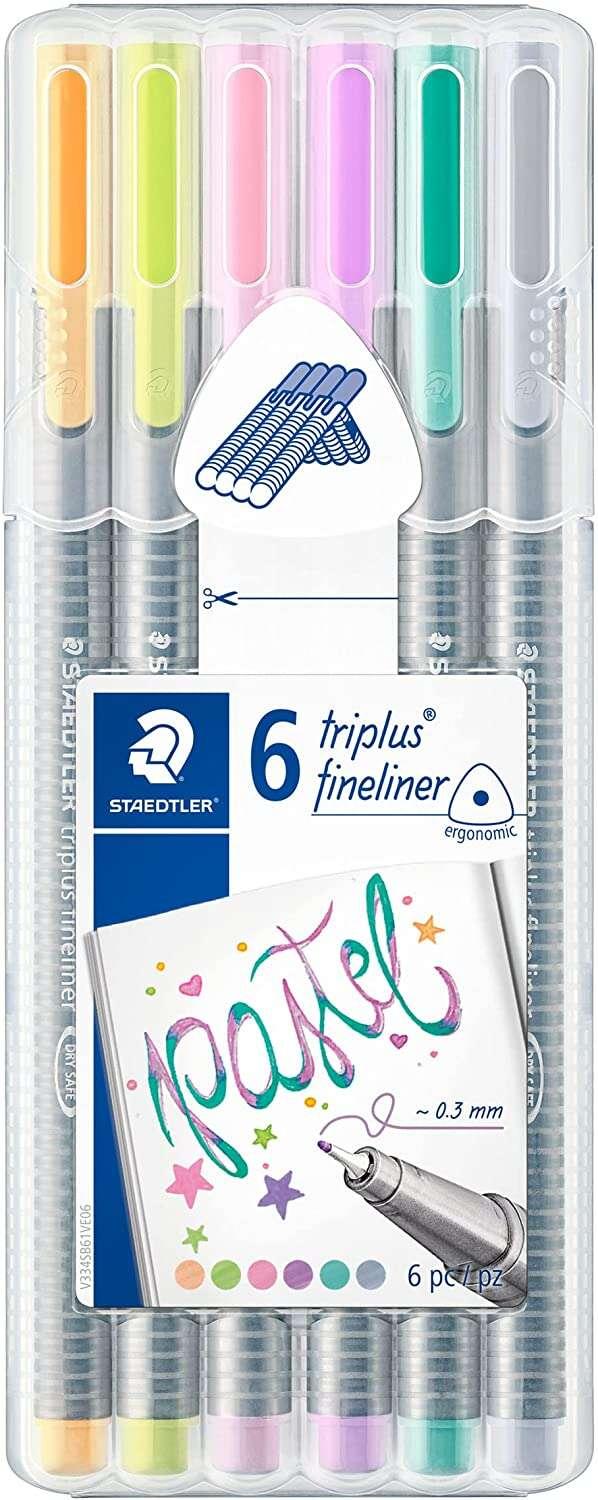 Staedtleler Triplus Fineliner 334 Confezione da 6 pennarelli punta fine - 03 mm - Inchiostro a base acqua - Colori assortiti -