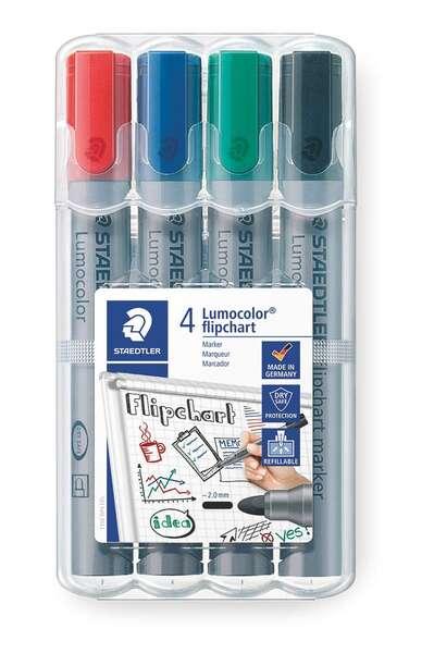 STAEDTLELER LUMOCOLOR FLIPCHART 356 confezione da 4 pennarelli indelebili - inkjet a base acqua - colore normale