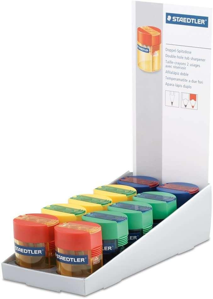 STAEDTLER 512 006 Supporto con 10 temperamatite con deposito - fine 82 mm e 102 mm - 2 fori - angolo di affilatura 23
