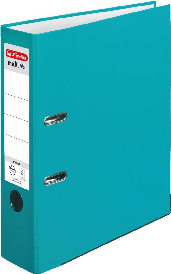 Cartella Herlitz dorso larghezza 8 cm DIN A4 plastica turchese