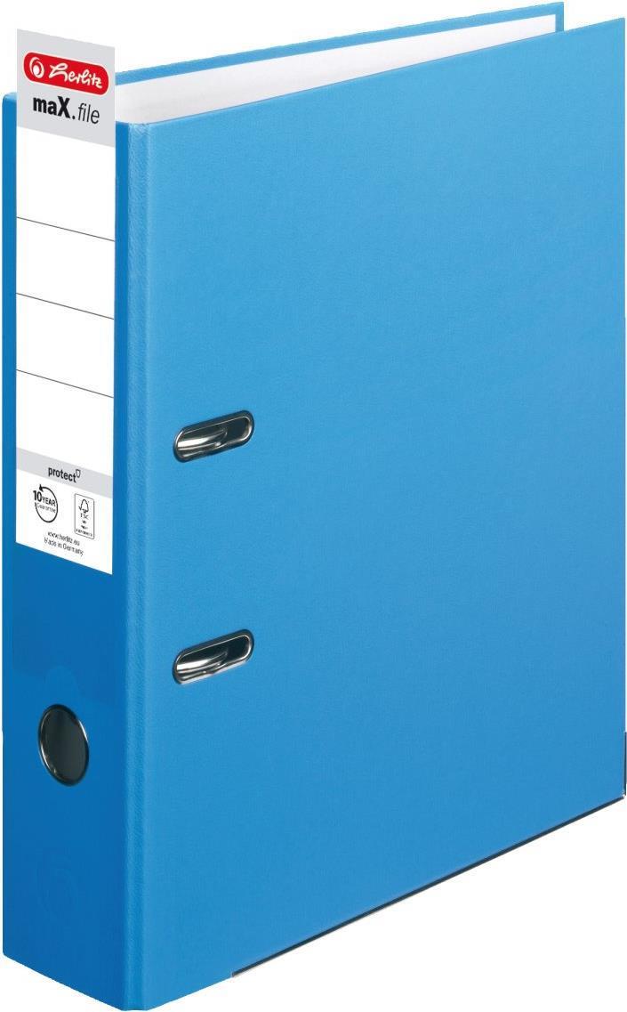 Cartella Herlitz dorso larghezza 8 cm DIN A4 plastica blu acqua