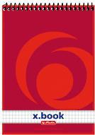 Herlitz SpiralNotizBlock X-Book, Din A5, Foglio 50, 60 G-Sqm a scacchi, senza legno, con foglio di copertura rosso, cartone sta