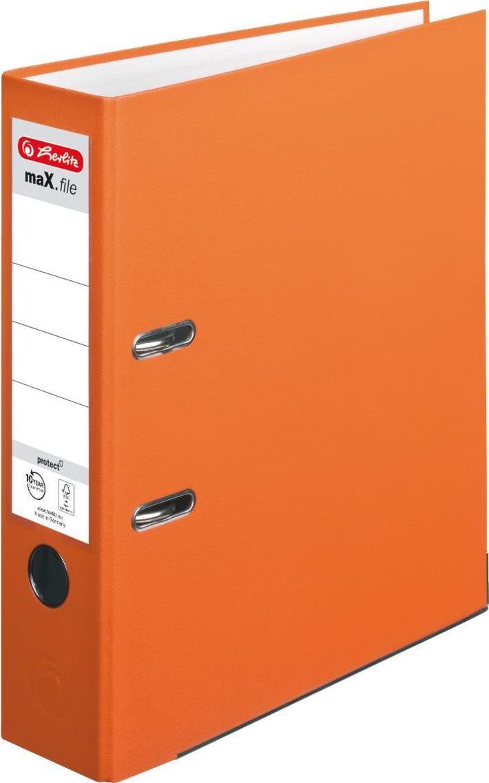 Cartella Herlitz dorso larghezza 8 cm DIN A4 plastica arancione