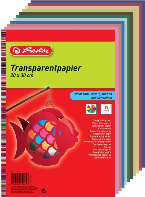 Herlitz Transparent Paper, 200 x 300 mm, contenuto: 10 fogli comprese le istruzioni per artigianato per un pesce Lampaion, ordi