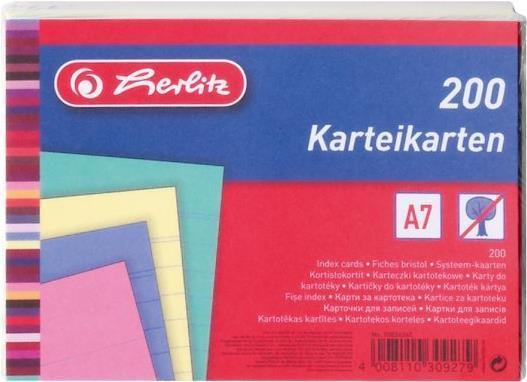 Carte cardi Herlitz, din a7, foderato, colorato in carta, 170 g-qm, senza legno, colore di linea: blu, doppio (10836245)