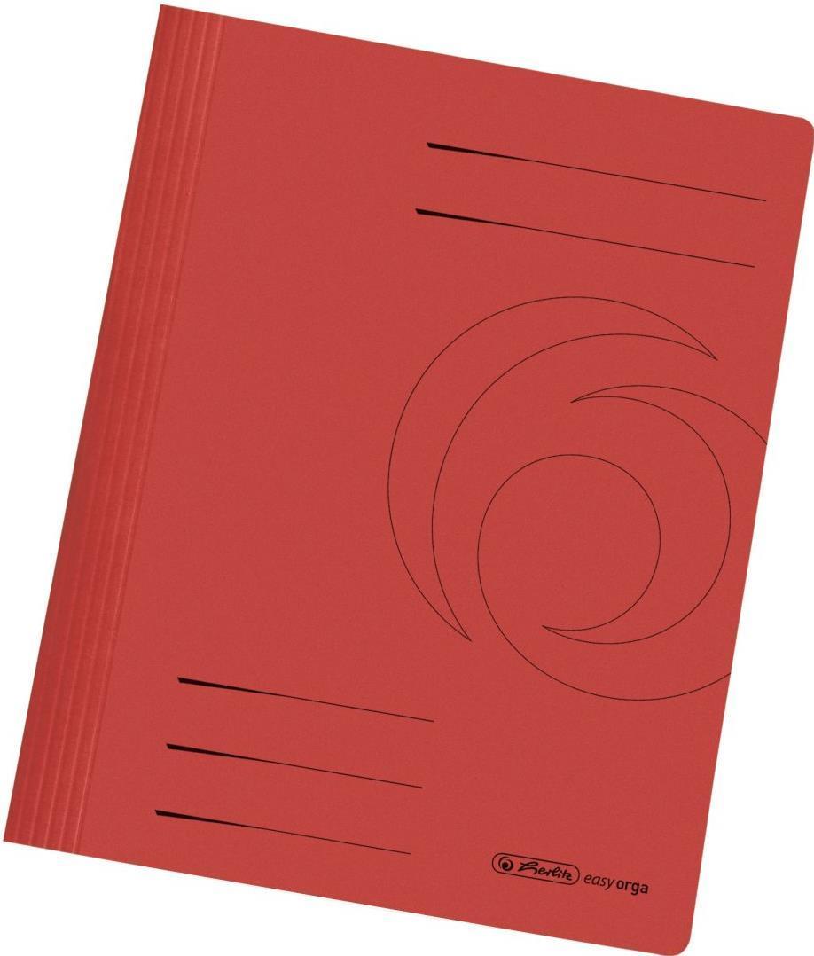 Herlitz Schnellehefter Easyorga, Din A4, Manila Cardboard, Red 240 G -sqm, piegato pronto per l'uso, Striscia di copertura Mete