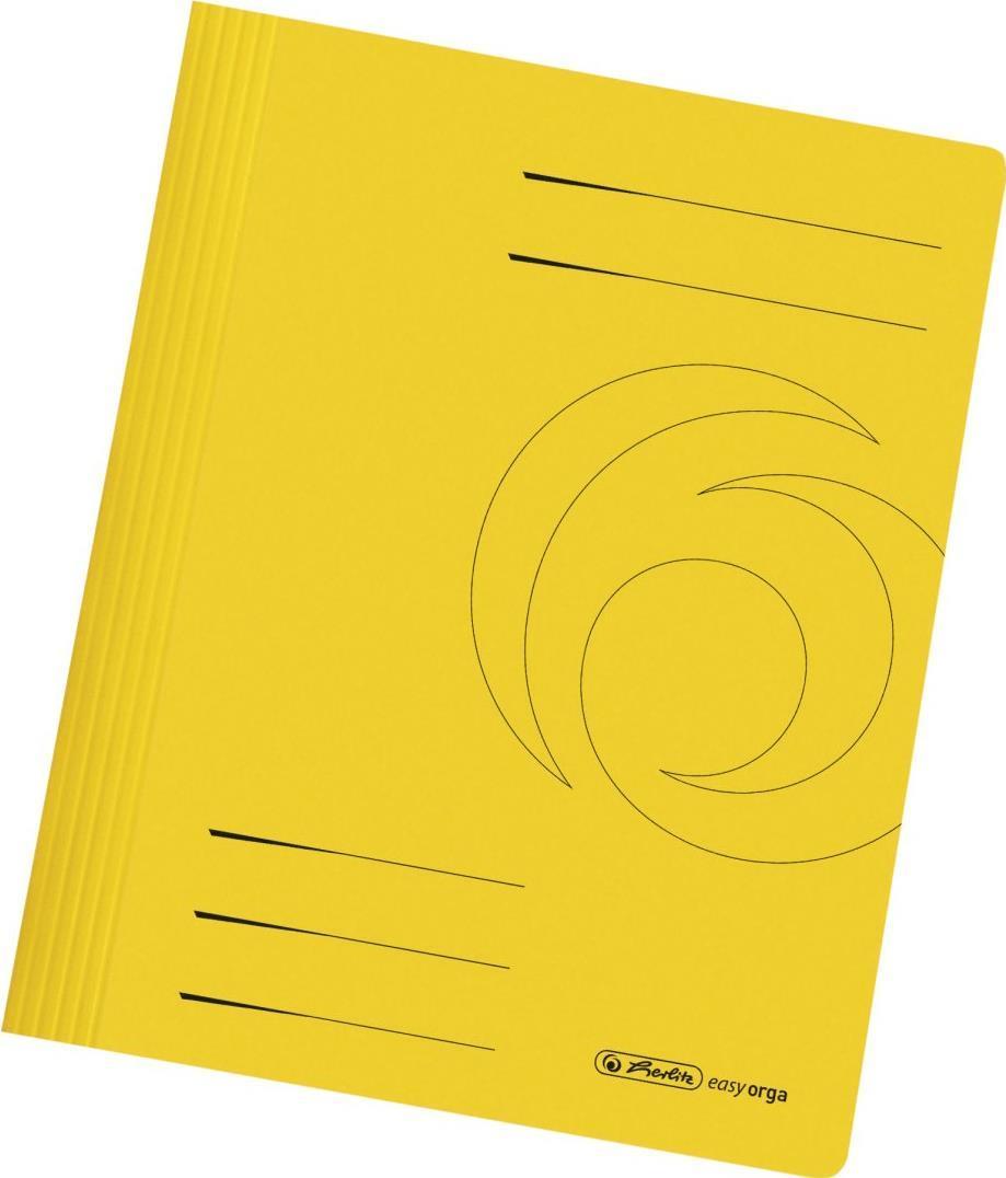 Herlitz Schnellehefter Easyorga, Din A4, Manilar, Yellow 240 G -Sqm, piegato pronto per l'uso, Striscia di copertura Metelle, -