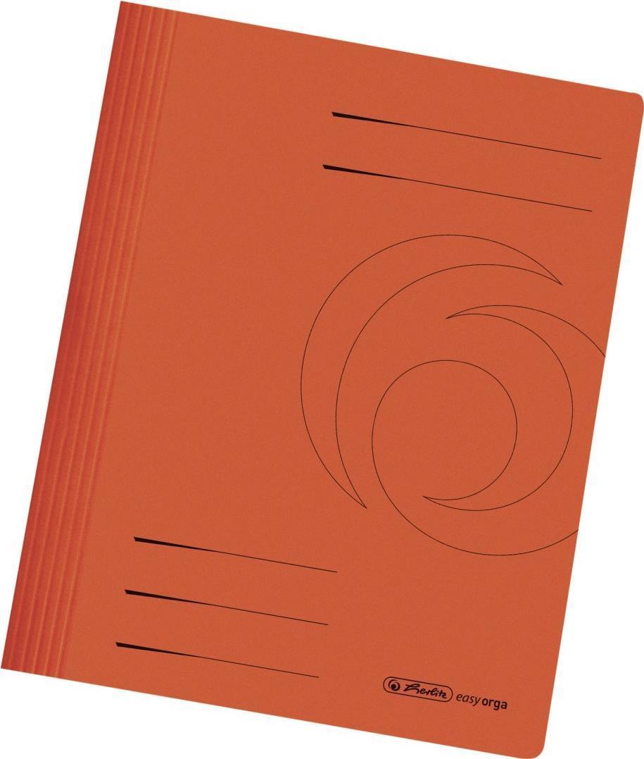 Herlitz Schnellehefter Easyorga, Din A4, Manilar, Orange 240 G -sqm, piegato pronto per l'uso, Striscia di copertura Metelle, -