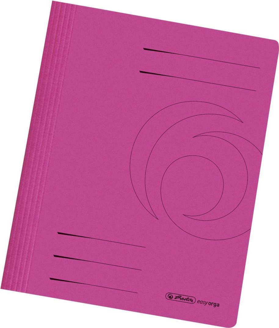 Herlitz Schnellehefter Easyorga, Din A4, Manilar, Pink 240 G -sqm, piegato pronto per l'uso, Striscia di copertura Metelle, - 1