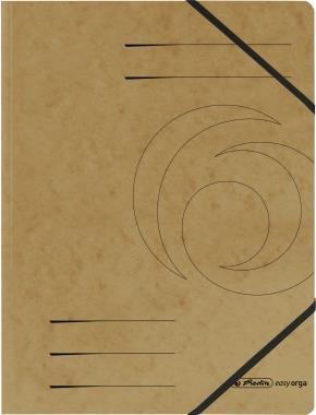 Herlitz Eckpanner Easyorga, A4, Colorspan -Karton, Braun con 2 fasce elastiche pratiche, pressione organizzativa nera - 5 pezzi