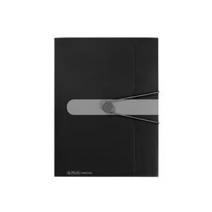 Cartella collezione Herlitz Easy Orga to Go, A4, pp pp, nero opaco, 3 flap a impatto, con pulsante di blocco e fascia elastica