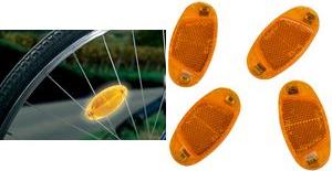 Set di riflettori SPOKE Fischer Bicycle, Versione in plastica stabile arancione, per bloccare il pezzo (85400)