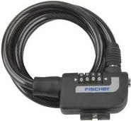 Blocco bici per cavi Fischer, lunghezza: 1.200 mm, blocco a spirale nero con rullo di numeri da 4 volte, fino a 10.000 pezzi li