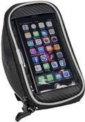 Tasca per manubrio in bicicletta Fischer con smartphone nero dal poliestere finestra di visualizzazione in PVC display touch at