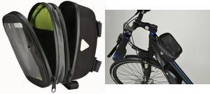 Sacca per tubo in bicicletta Fischer Premium, nero da 85% poliestere e 15% in PVC, touchscreen trasparente - 1 pezzo (86279)